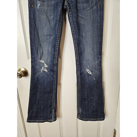 MEK Boulder BootCut Jeans 25x31 Y2K VTG Embroidered Flap Pocket  Distressed HEMD - Picture 4 of 12